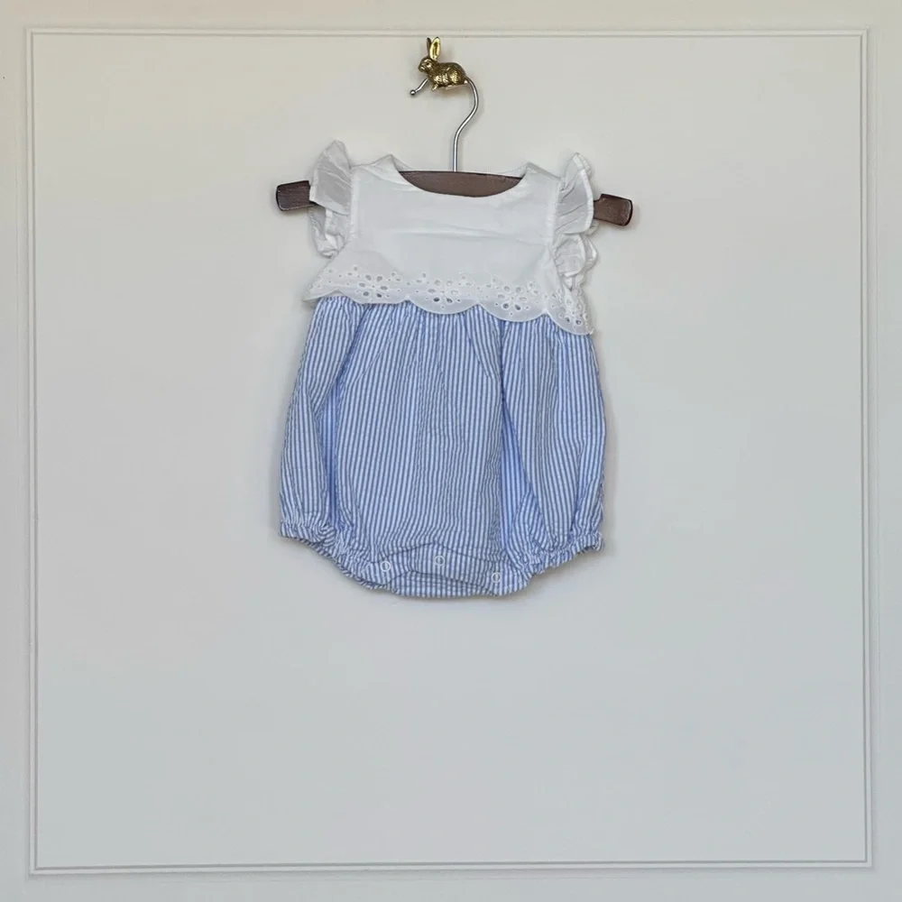 Janie and Jack | Baby Eyelet Striped Seersucker Romper